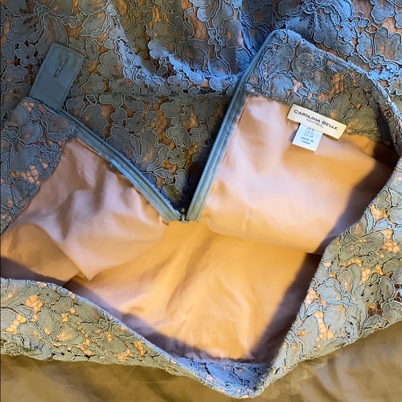 Stunning light blue and salmon pink midi skirt - Picture 3 of 4